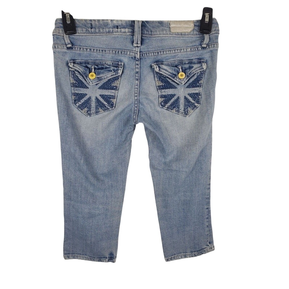Vigoss Capri Womens/Juniors 1 Low Rise Distressed Light Wash‎ Blue Casual